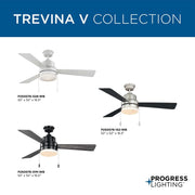 Progress Lighting Trevina V 52 in. Matte Black Modern Indoor Ceiling Fan with 3 Reversible Blades and Dimmable LED Light Kit P250076-31M-WB