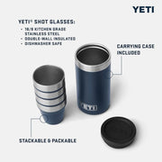 YETI Shot Glasses with Carrying Case, Navy - Double Wall Insulated