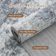 SIXHOME 8x10 Washable Non-Slip Area Rug, Modern Abstract Blue, Ultra-Soft Polyester Indoor Farmhouse Carpet, WM-DLD-8x10-BLUE
