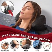 Core Products Sleep Log Bone Shaped Chiropractic Neck and Back Pillow, Adjustable Firmness, Black, 14 in x 7 in x 7 in, 60 in Strap, FIB-237