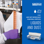 Kimtech Science Kimwipes Delicate Task Fabric Cleaning Wipers, 2-Ply, White, Pop-Up Box, 92 Sheets per Box, Pack of 15, 34721