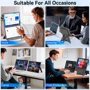 SIAVIALA Laptop Screen Extender Portable Monitor, 16 Inch FHD 1920x1200, 360 Rotatable Detachable Stand, Up and Down Adjustable, HDMI USB Type-C Compatible, Lightweight N2
