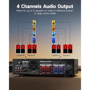 Donner Stereo Receivers 1000W 4 Channel Home Audio Amplifier, Karaoke, Theater Speakers with Bluetooth