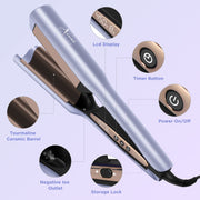 Aima Beauty 25mm Deep Wave Hair Crimper and Waver with Timer Function, Ceramic Plates, Fast Heating, Purple