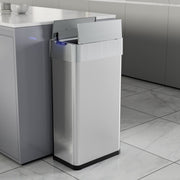 Pirecart Pirecart-1057351 18.5 Gallon Automatic Trash Can, Touchless Motion Sensor, Butterfly Split Lid, Soft-Close, Fingerprint-Resistant Stainless Steel, Silver