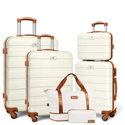 Gowill W-01 6 Piece Luggage Sets with Travel Duffle Bags Lightweight ABS Hard Suitcase, White