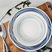Corelle Acadia 18-Piece Dinnerware Set, Triple-Layer Vitrelle Glass, Blue Pattern, Service for 6, 1152252