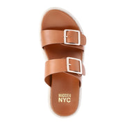 Madden NYC Womens Flatform Two Strap Sandals, Cognac, Medium Width, Adjustable Buckle Straps