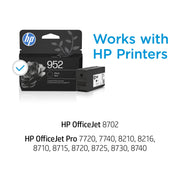 HP 952 Black Original Ink Cartridge, Monochrome, 900 Page Yield, Eco-Friendly Design, F6U15AN