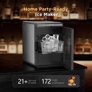 Goosiay Clear Craft Countertop Ice Cube Maker, 1.6-Inch Large Crystal Clear Slow-Melt Cubes, 172 Pcs/Day, Self-Cleaning, Stainless Steel, 5931B