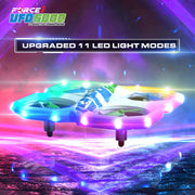 Force1 UFO 6000 Mini RC Stunt Aerial Drone with Camera, Multicolor LED Lights, Durable Propeller Guards, Dual Rechargeable Batteries, Blue