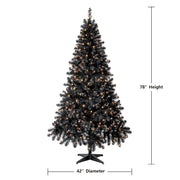 Holiday Time Madison Pine Black Artificial Christmas Tree, 6.5 ft, Pre-Lit with 250 Warm White LED Lights, SureBright Technology, 600 Hinged Branch Tips, Metal Stand