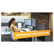 Fellowes Professional Series Freestanding Dual Horizontal Monitor Arm, Black, Aluminum, Supports Up to 30 in Monitors, 17 lb Capacity, 8043701