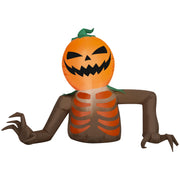 Way To Celebrate Groundbreaker Pumpkin Skeleton Airblown Yard Inflatable, Glowing Jack-O'-Lantern Head, Multicolor, 4 ft