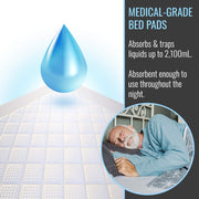 HealthSmart DMI Ultra Absorbent Disposable Incontinence Bed Pads, Extra Large 36 x 36 in, Waterproof, Nonslip Backing, Pack of 50