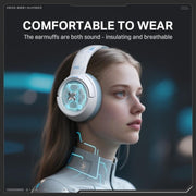 ONIKUMA GT802 Gaming Headphones, Multi-Platform Connectivity, Long Battery Life, White