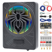 SLUMLOVE 10 Inch Car Subwoofer and Amp Package, 1250W Peak Power, Slim Under-Seat Design, RGB LED Lights, Aluminum Enclosure
