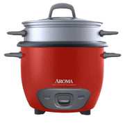 Aroma 14 Cup Non-Stick Programmable Pot Style Red Rice Cooker, 4 Piece