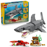LEGO Creator Fierce Shark 3 in 1 Building Toy with Treasure Chest, Posable Sea Animals, 379 Pieces, Multicolor, 6585553