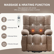 JONPONY Power Lift Recliner Chair with Heat and Vibration Massage, USB Charge Port, Side Pockets, Brown