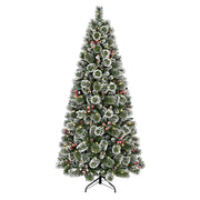 Holiday Time 301T22018 6.5' Pre-Lit Glittering Frosted Slim Pine Green Artificial Christmas Tree with Warm White Lights