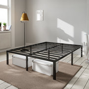 Amolife Heavy Duty Queen Size Metal Platform Bed Frame, 14-Inch High Profile, Black, With Ample Under-Bed Storage