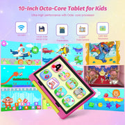 BESTSKI Kids Tablet, 10.1 Inch HD IPS Display, 14GB RAM, 64GB Storage Expandable to 1TB, Quad-Core 2.4GHz Processor, Android 14, 5G WiFi, Pink Protective Case, KT1028