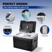 Simzlife CFJ-30 32Qt Car Refrigerator Portable Fridge with DC&AC, Black