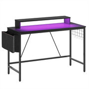 Bestier 669803804 41.7 inch Gaming Desk with LED Monitor Stand, Storage Pocket, Grid Side Frame
