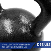 Athletic Works WKB50L 50lb Kettlebell, Casting Iron, Durable Black Hammertone Finish
