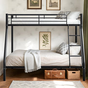 Leumius Twin Over Full Bunk Bed,Heavy Duty Metal Bunk Bed with Ladder & Full-Length Guardrail Black