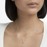 Swarovski Stilla Attract Trilogy Pendant Necklace with White Round Crystals, Rhodium Plated Chain, Adjustable 14.9-16.9 in, 5414970