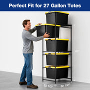WorkPro W082177AW 250 LBS 5-Tier Bin Storage Rack for 27-Gallon Totes, Heavy Duty Metal Shelving Units, Black