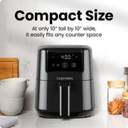 Chefman 2 Quart Compact Air Fryer with Digital Touch Control, Shake Reminder, White, RJ38-2T-WHITE