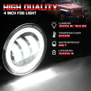 CHUSYYRAY LED Fog Light Pair for Jeep Renegade 2015-2018, 4 Inch Diameter, 6000 Lumens, 30W, White and Amber Light, DOT SAE E9 Certified
