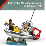 LEGO 76974 Jurassic World Brick-Built Mosasaurus Boat Mission Building Set with Poseable Dinosaur and Minifigures Multicolor 858 Pieces 76974