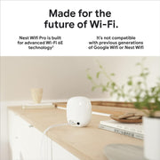 Google G6ZUC Nest WiFi Pro 6E Reliable Home Wi-Fi System with Fast Speed and Whole Home Coverage Mesh Router 3 Pack Snow