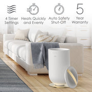 Pure Enrichment PureBliss Luxury Towel Warmer, Extra Large 20L Capacity, White and Brushed Gold, Modern Bucket Design, 4 Heat Timer Settings, Auto Shut-Off, PETWLWM-WG