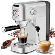 SUDILO 20 Bar Espresso Machine with Steam Frother, 34oz Removable Water Tank, Compact Stainless Steel Silver 19422919982