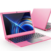 NBD Mini Laptop Netbook Computer, 10.1 Inch IPS HD Display, Quad Core 1.8 GHz, Android 12.0, 2GB RAM, 64GB Storage Expandable to 1TB, Pink, Includes Bag and Mouse