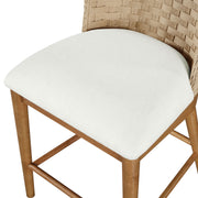 Whalen Limited Saylor Counter Height Barstools Set of 2, Solid Wood, Natural Woven Backrest, Padded Beige Fabric Seat, Farmhouse Style, MT65250047100A1
