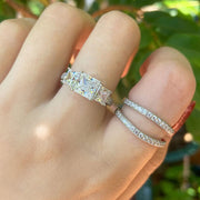 SHELOVES Jewelry BR1187_SS_9 1.9 Carat Three-Stone Princess Cut Cubic Zirconia Wedding Ring Set, Size 9