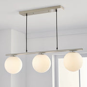 Better Homes & Garden BHS336179061193 3 Globe Island Pendant SN, with 3 LED Light Bulbs Satin Nickel