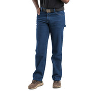 Berne Heartland Flex Relaxed Fit Carpenter Jean, Stretch Denim, Stone Wash Dark, 30W x 34L Tall, Straight Leg