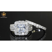 SHELOVES Jewelry Princess Halo Wedding Engagement Ring Set with AAAAA Cubic Zirconia, Size 7 - Non-Allergic