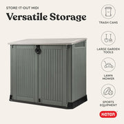 Keter 261325 Store-It-Out Midi 4.3 Ft X 2.5 Ft Horizontal Resin Outdoor Storage Shed Gray