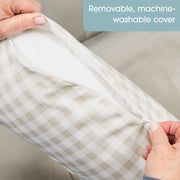 Boppy Momkind Nursing Pillow, Compact Support for Feeding, Taupe Gingham Check, 12 in, 94652805