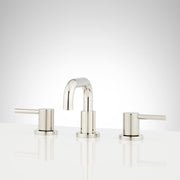 Signature Hardware Lexia 1.2 GPM Low Angle Widespread Bathroom Faucet, Polished Nickel, Lever Handles, Pop-Up Drain Assembly, 8