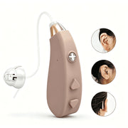 KIBVOE LK-202214 Personal Hearing Amplifier, Rechargeable Behind-The-Ear, Adjustable Volume, Noise Reduction, Beige