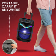 Pyle Portable Bluetooth PA Speaker System, 800W Peak Power, 12-Inch Subwoofer, 1-Inch Tweeter, Rechargeable Battery, USB/SD Playback, Microphone Input, Party Lights, Black, PPHP1242B